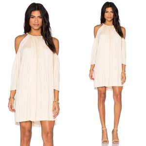 Rachel Zoe Sz Small M Cutout Cold Shoulder Pleated Silk Jersey Mini Dress Ivory